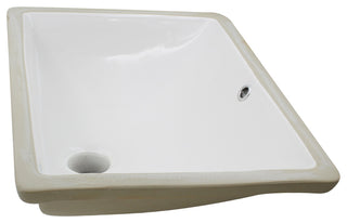 NP-U193906 Rectangular Undermount White Porcelain Sink, Overflow Drain Options, Matte Black