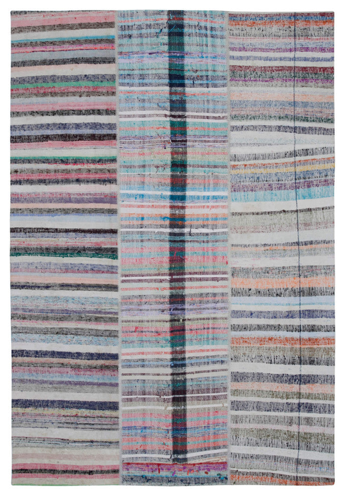 Rug N Carpet - Handmade Turkish 6' 8'' x 9' 10'' Rustic Patchwork Kilim Rug