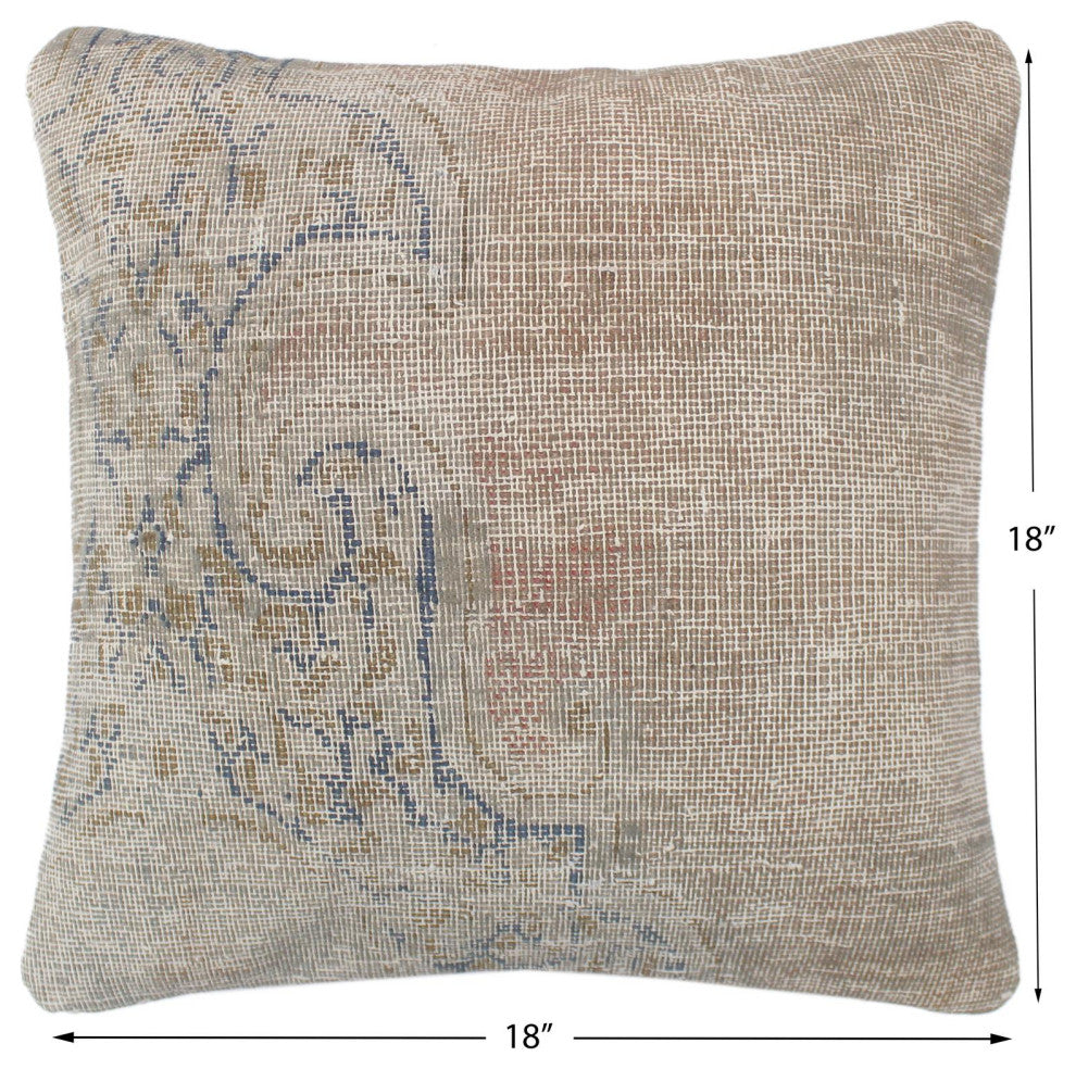 Contemporary Willough Vintage Distressed Handmade Rug Pillow