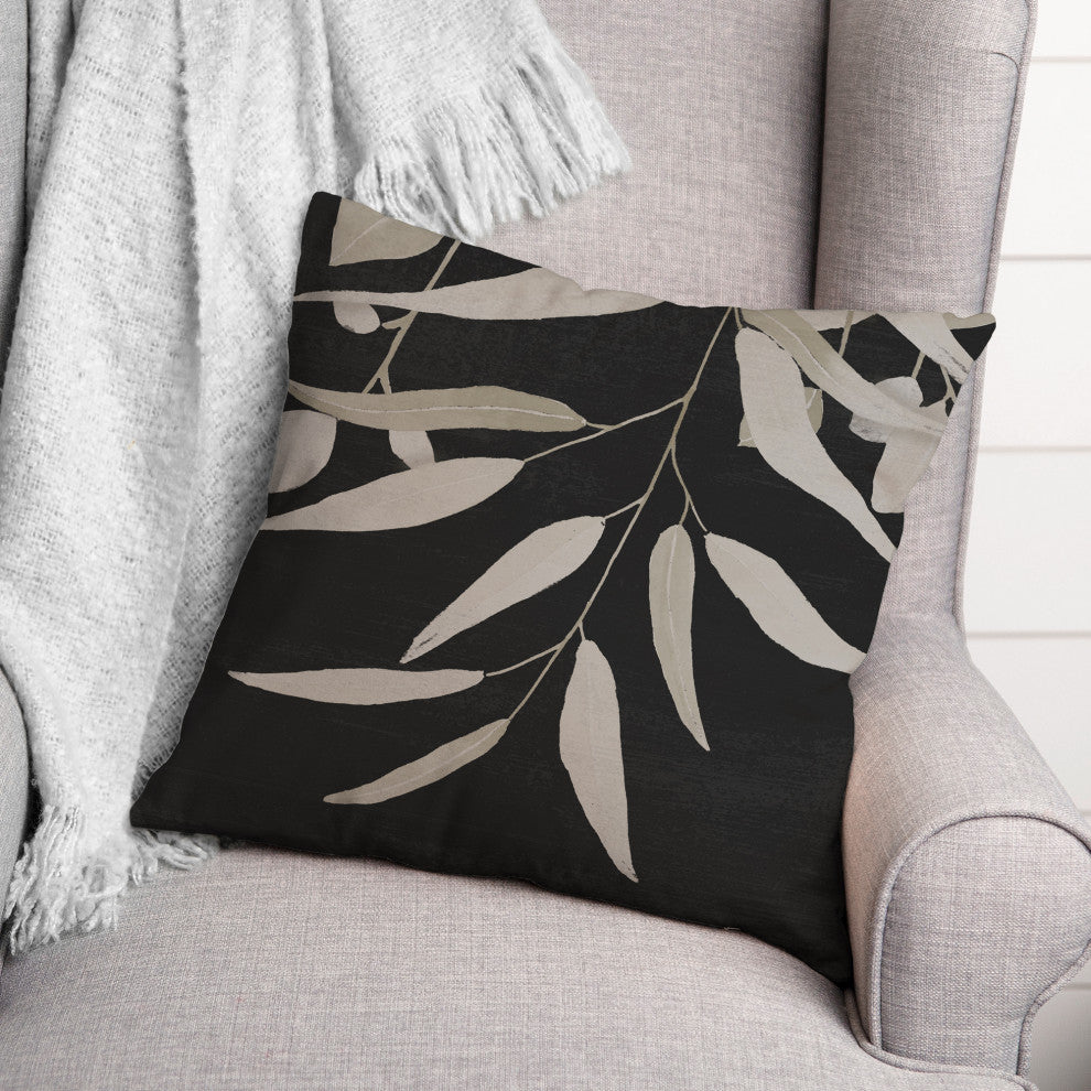 Black and White Greenery I 18"x18" Spun Poly Pillow