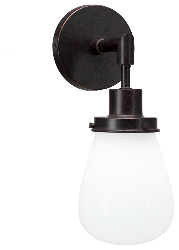 Meridian 1-Light Wall Sconce, Dark Granite Finish, 5" White Glass
