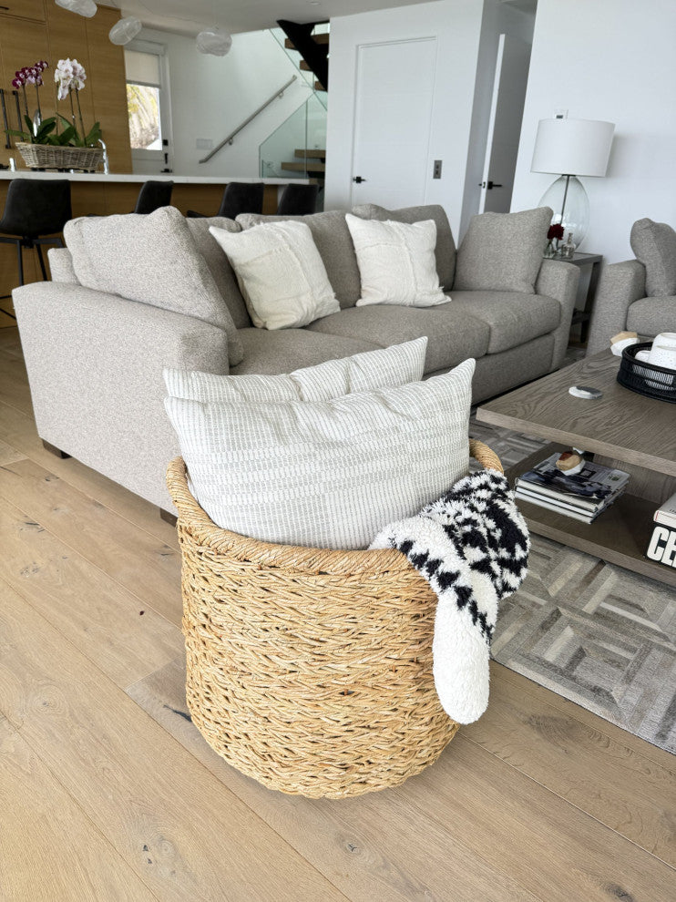 Extra Large Handwoven Decorative Storage Basket, Twisted Sea Grass