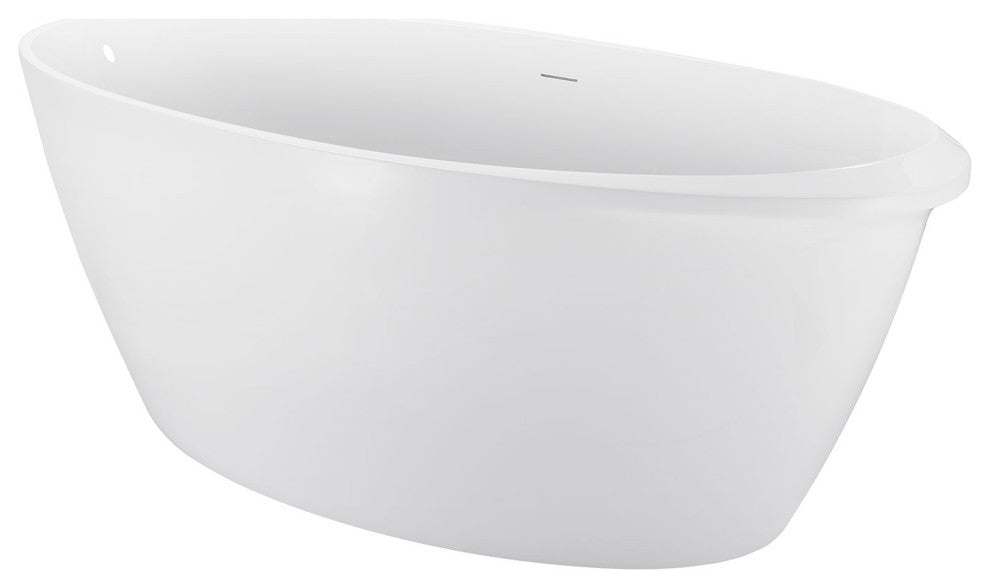 Acrylic Single Slipper Flatbottom Soaking Bathtub in White, 59" X 29"