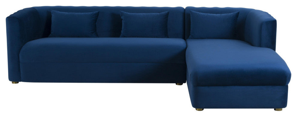 Callie Velvet Sectional, Navy, Raf