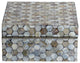 Luxe Mother of Pearl Inlaid Decorative Box  Square 9" Hexagon Honeycomb Shell