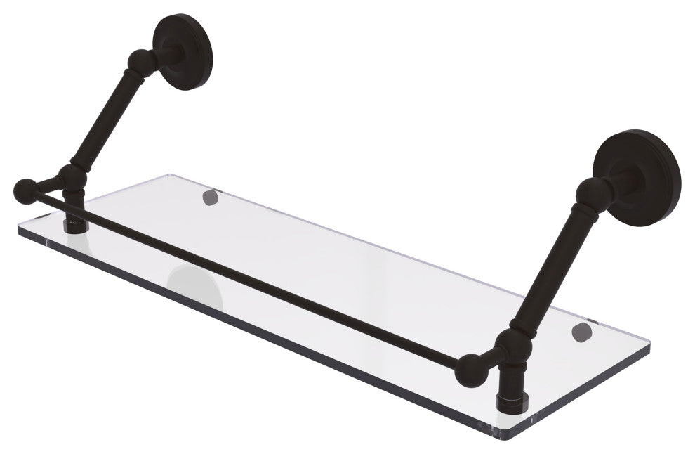 Prestige Regal 24" Floating Glass Shelf with Gallery Rail, Oil Rubbed Bronze