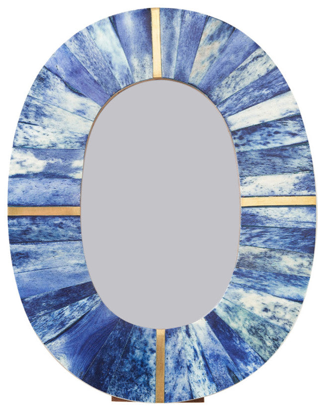 Artemis Indigo Oval 4"x6" Picture Frame Carved Bone, Fair Trade