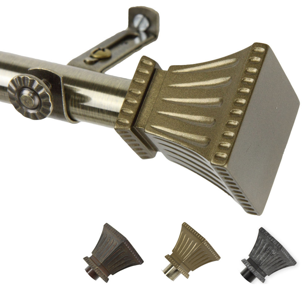 Aldo 13/16 inch dia. Curtain Rod, Antique Brass, 120"-170"