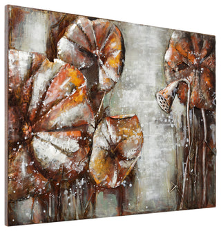 "Water Lilly Pads" Mixed Media Iron Hand Painted Dimensional Wall Art