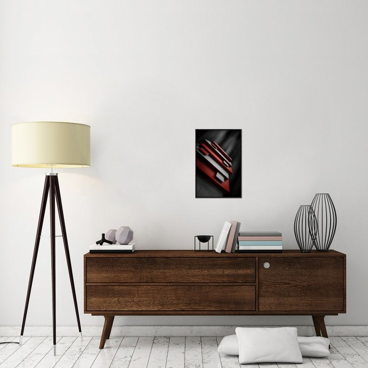 "Red and White" Framed Canvas Giclee by Ajkabajka, 15x23"