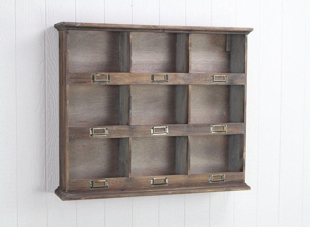9-Cubby Wooden Wall Organizer