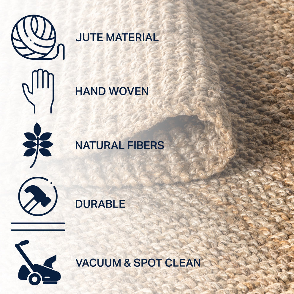 Para Hand Woven Area Rug, Natural, 7' Square