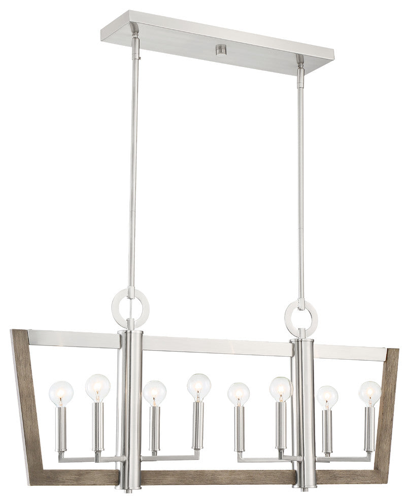 Westend 8 Light Island Chandelier, Satin Platinum