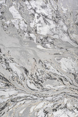 Swirl Marbled Abstract Area Rug, Gray/Black, 3 X 5