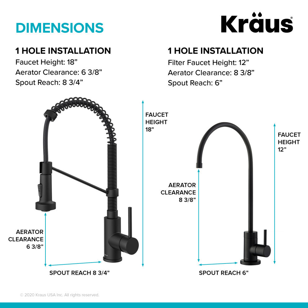 Purita Water Dispenser, Bolden Pulldown Kitchen Faucet, Matte Black