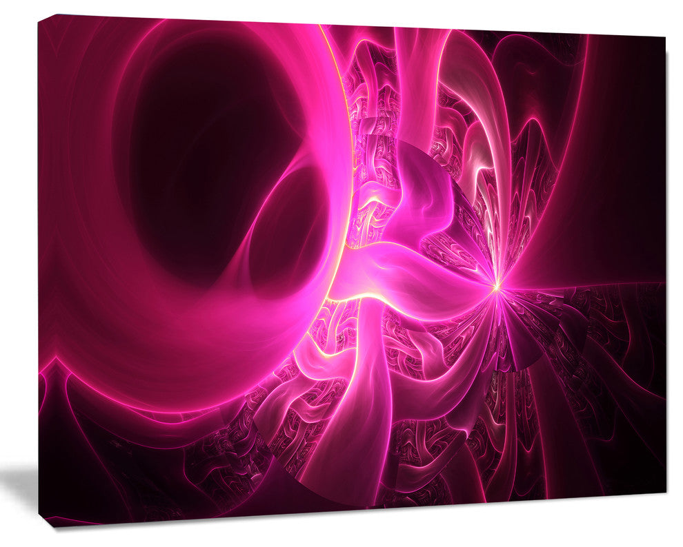 Bright Pink Designs on Black, Oversized Abstract Canvas Art Print, 60x40