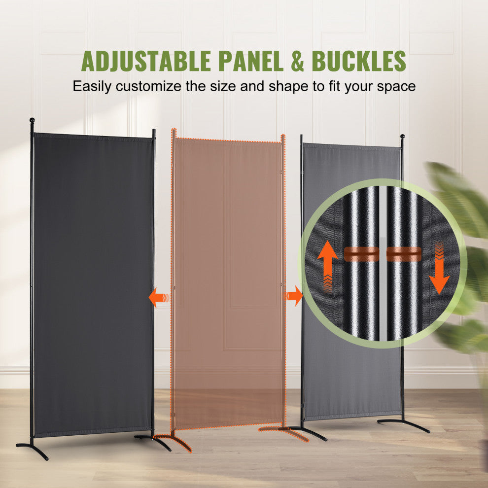 VEVOR Room Divider 3-Panel Folding Privacy Screen 89"x20.3"x72.8" Dark Gray