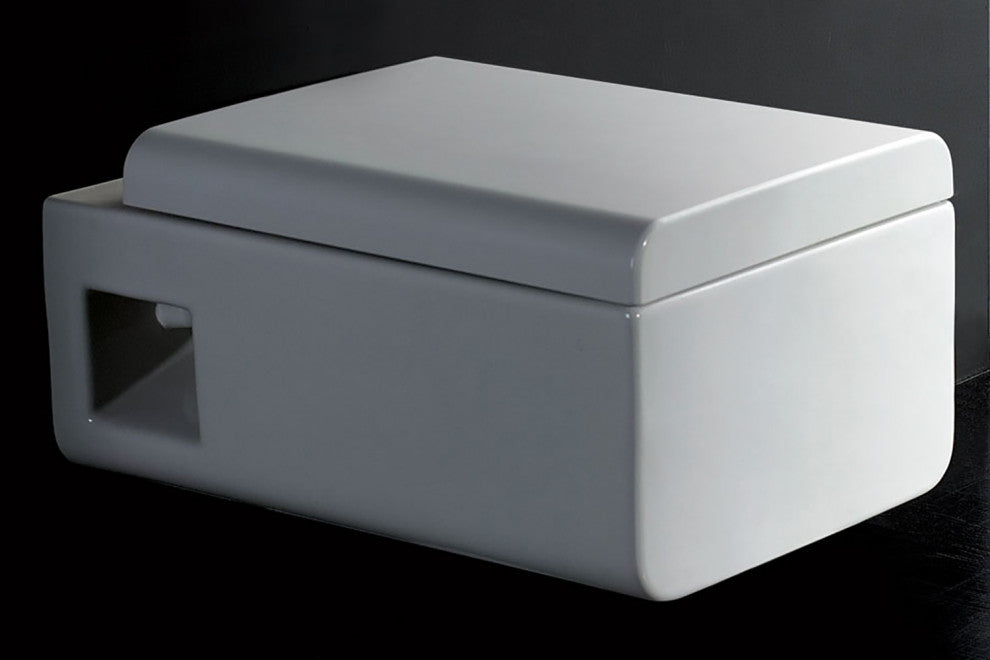 Square Modern Wall Mount Dual Flush Toilet Bowl