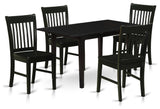 5Pc Kitchen Set 4 Chairs, Butterfly Leaf Small Dining Table, Black