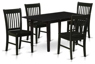 5Pc Kitchen Set 4 Chairs, Butterfly Leaf Small Dining Table, Black