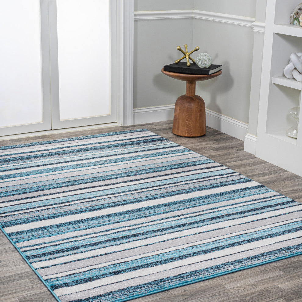 Magnolia Beach Strie' Striped Blue/Navy 8'x10' Area Rug
