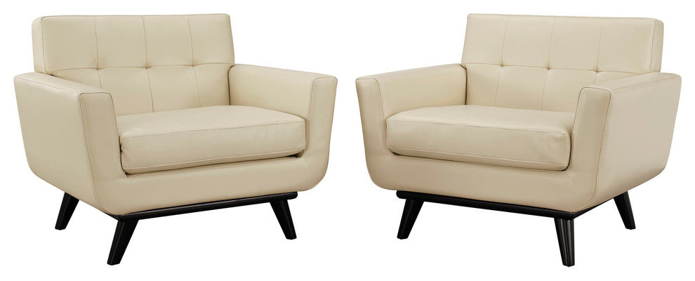 Modern Urban Contemporary Leather Sofa Set, Beige Leather