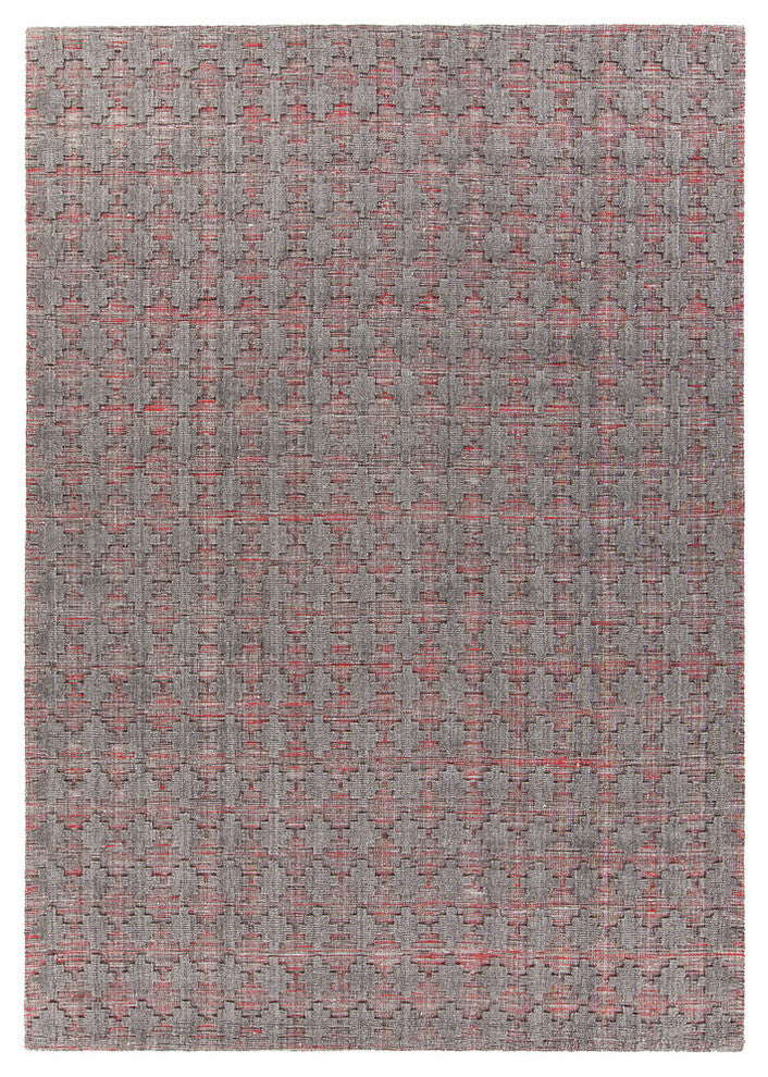 Netix Contemporary Area Rug, Red and Gray, 7'9"x10'6"