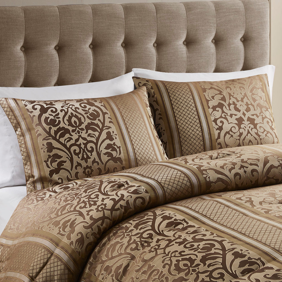 Madison Park Bella 6 Piece Jacquard Comforter Set With Throw Pillows