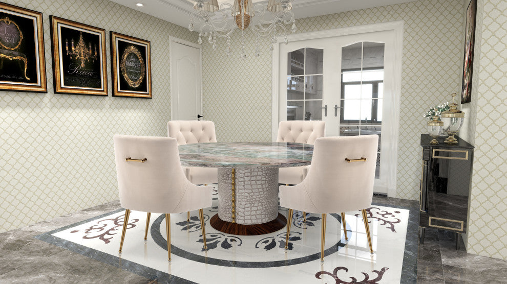 SEYNAR Elegant Velvet Dining Chairs Set of 2, Tufted Upholstered Accent Chair, Beige