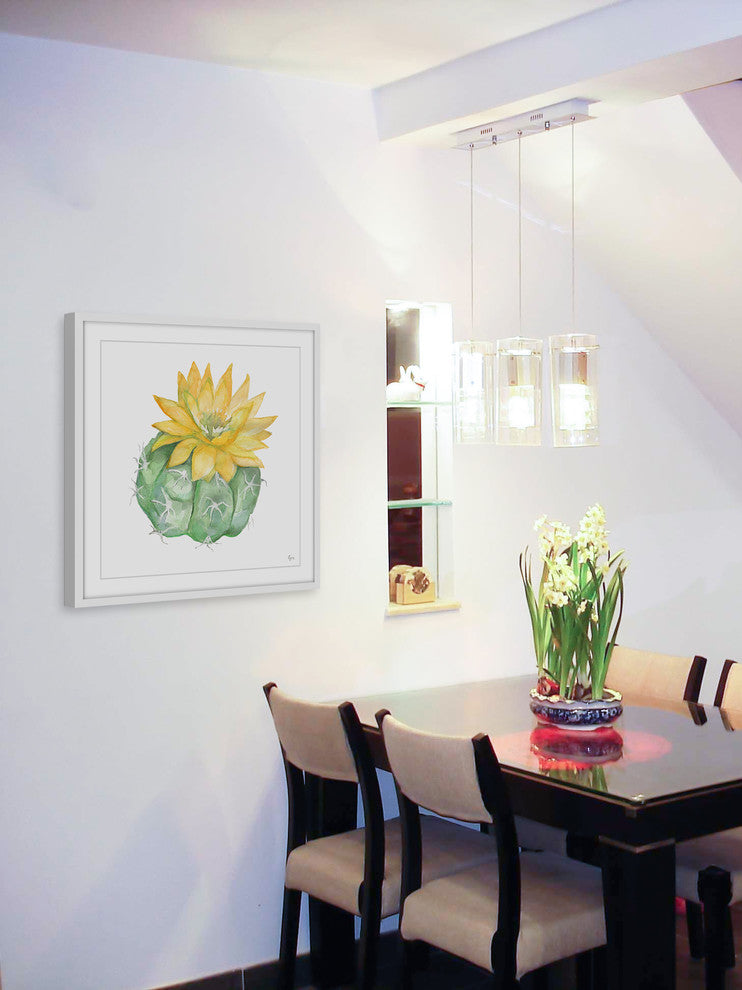 "Cacti Jaune" Framed Painting Print, 18"x18"
