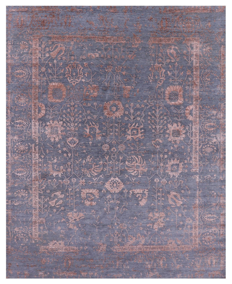 Hand-Knotted Wool and Silk Persian Rug 8' 0" X 9' 10" Q9137