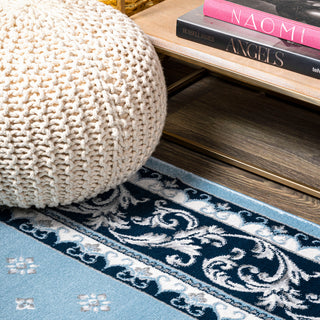 Acanthus French Border, Blue/Navy, 4'x6'