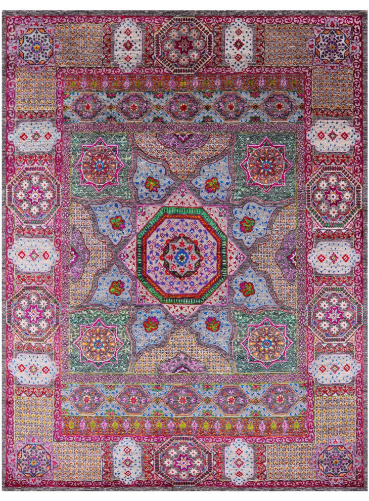 Wool & Silk Mamluk Handmade Rug 7' 9" X 9' 11" - Q13729