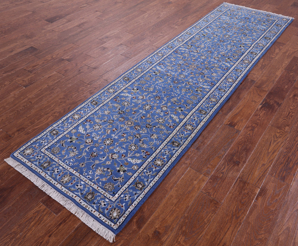 2' 9" X 9' 11" Persian Nain Hand Knotted Wool & Silk Runner Rug - Q13139