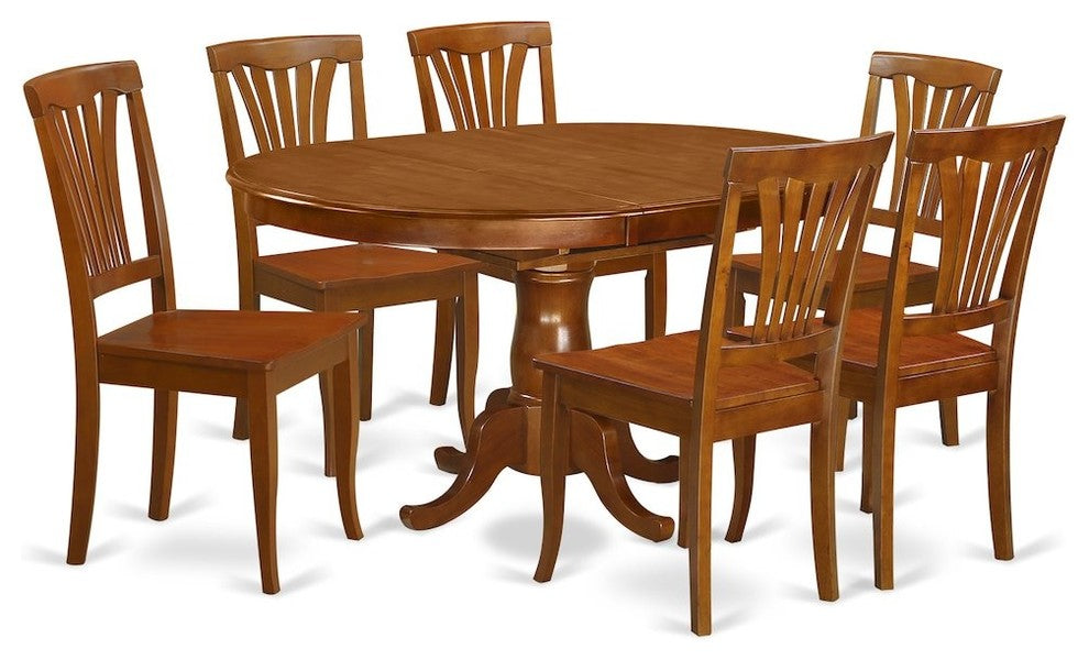 Poav7-Sbr-W 7-Piece Dining Room Set For 6- Dinette Table & 6 Chairs