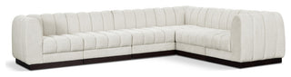 Quinn Chenille Upholstered 6-Piece L-Shaped Modular Sectional, Cream