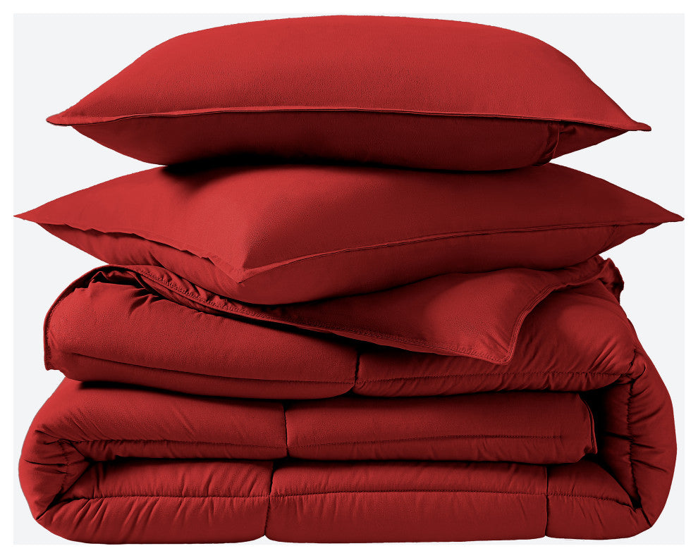 Bare Home Down Alternative Comforter Set, Red, Queen