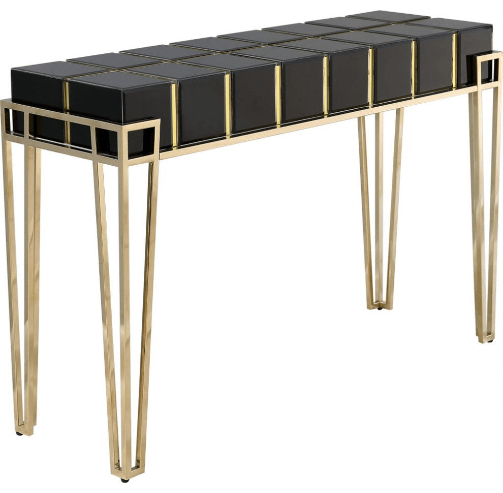 Gold and Black Sqaured Console Table
