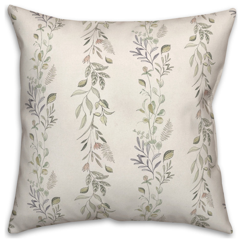 Vines On White 18 x 18 Spun Poly Pillow