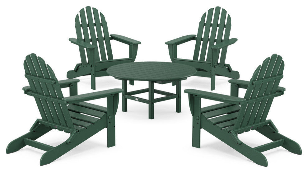 Folding Adirondack 5-Piece Conversation Group, Green