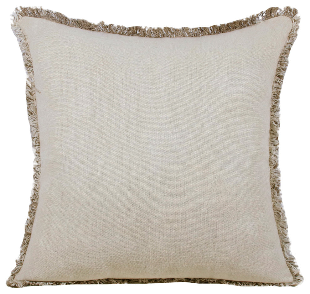 Estate Hand-Woven Ivory Farmhouse Linen Throw Pillow