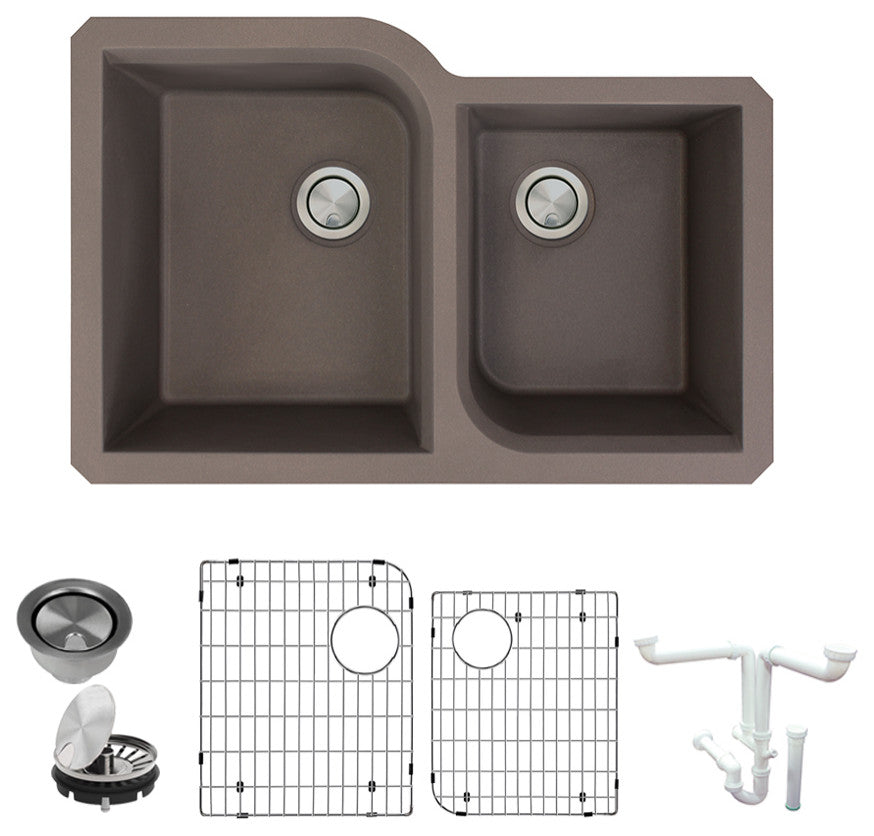 Radius Granite 31-in Undermount Kitchen Sink Kit in Espresso