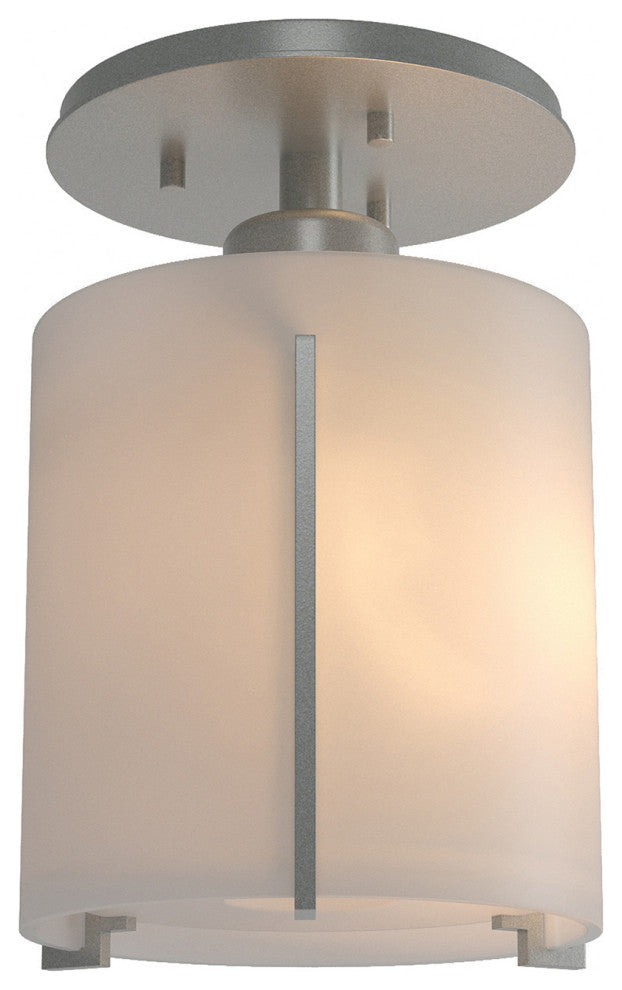 Exos Round Semi-Flush, Vintage Platinum Finish, Opal Glass