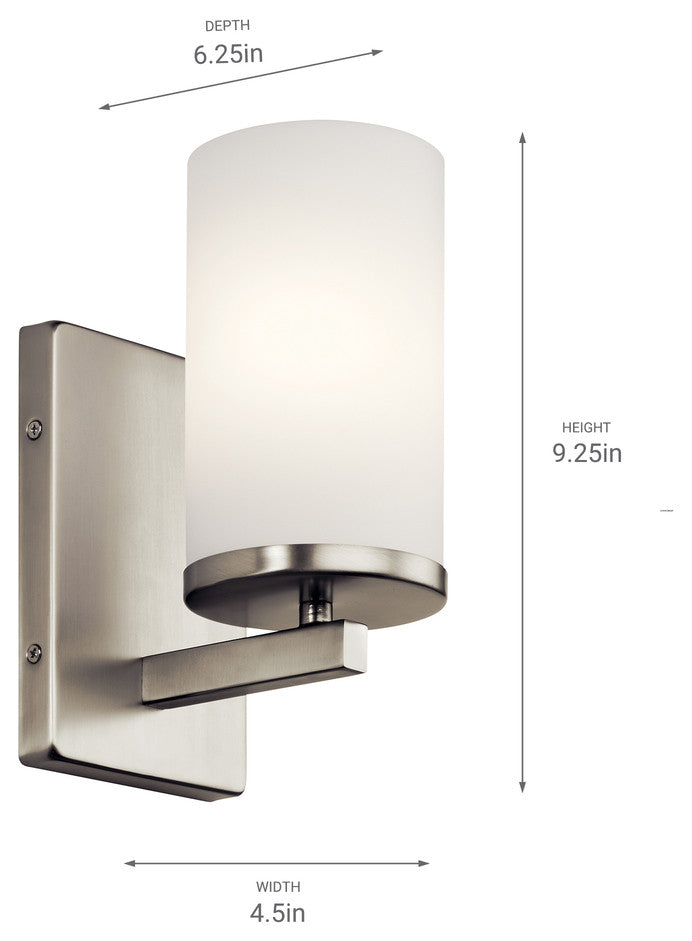 Kichler Crosby 1 Light Wall Sconce, Brushed Nickel