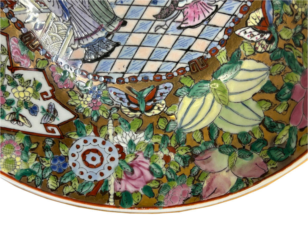 Chinese Vintage Famille Rose People Scenery Porcelain Art Bowl Hws4399