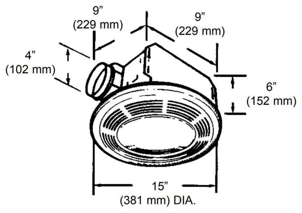 Exhaust Fan and 100-Watt Incandescent Light With Glass Lens