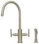Akicon™ Two-Handle Copper Widespread Kitchen Faucet With Side Sprayer, Brushed Nickel