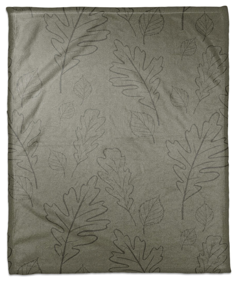Green Large Leaf Pattern 50x60 Coral Fleece Blanket