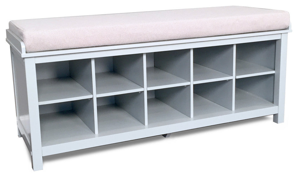 Wood Shoe Storage Bench, Grey