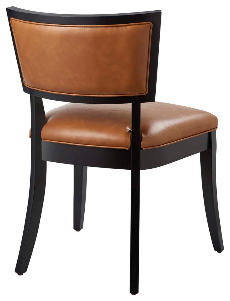 Pristine Vegan Leather Dining Chairs Set of 2, Tan